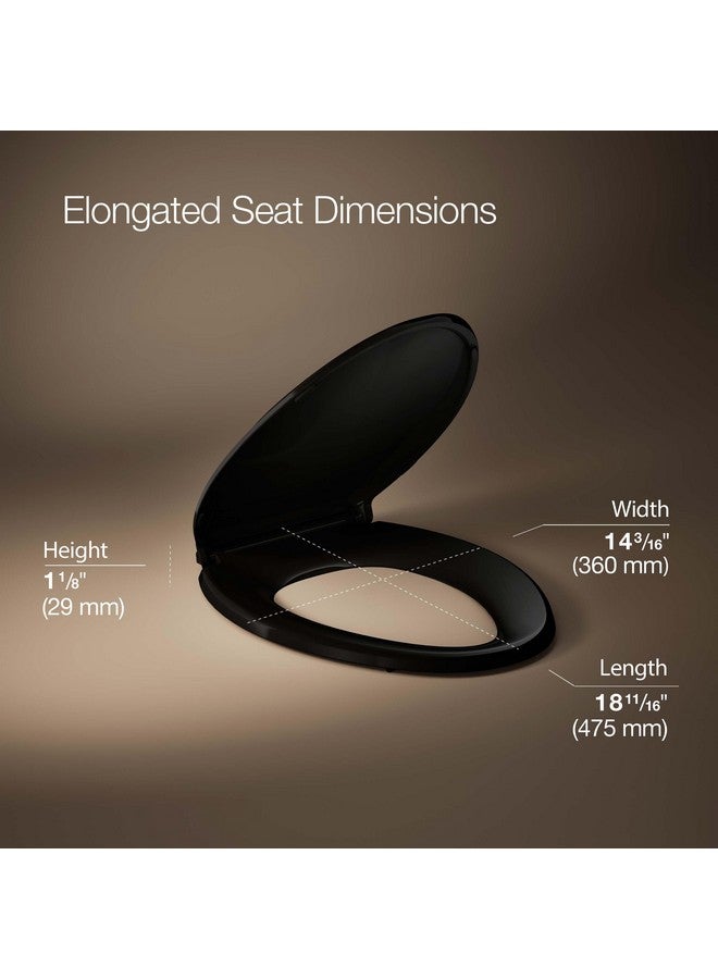 Kohler KOHLER 4636-RL-7 Cachet ReadyLatch Elongated Toilet Seat, Quiet-Close Lid, Contoured Seat, Grip-Tight Bumpers and Installation Hardware, Black - Image 3