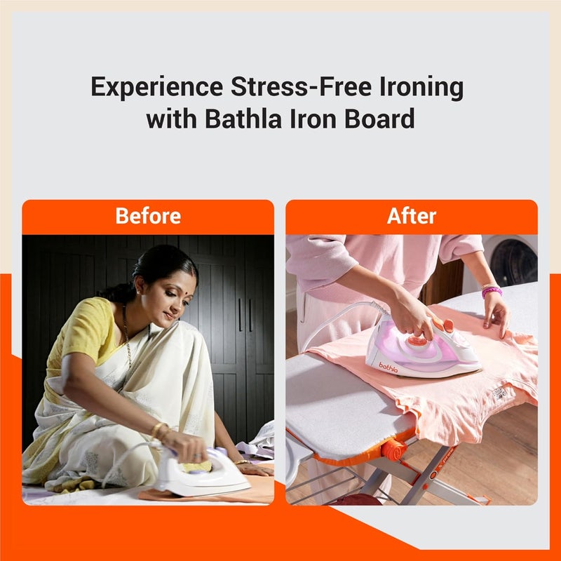 Bathla Bathla XPres Ace Ironing BoardStand Foldable Height Adjustable Quick Pressing with Aluminised Table Cover 2 Year Warranty - Image 5