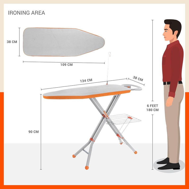 Bathla Bathla XPres Ace Ironing BoardStand Foldable Height Adjustable Quick Pressing with Aluminised Table Cover 2 Year Warranty - Image 4