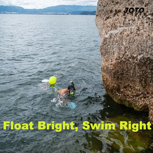 JOTO 2 Pack Swim Buoy Float for Open Water, Swimming Belt Bubble Safety Float with Adjustable Waist, Snorkeling, Swim Training, Triathletes, Kayaking -Neonyellow - Image 2