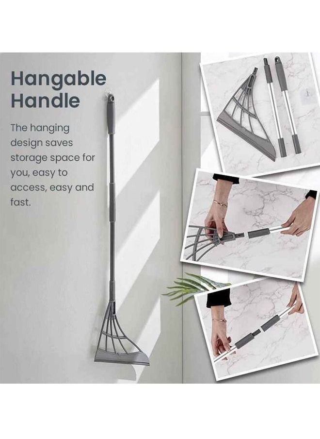 fashionhome - Squeeze Dual-Use Foldable Broom Floor Glass Wiper Mop Household Pet Hair Removal Brushes Clean Tool - Image 1