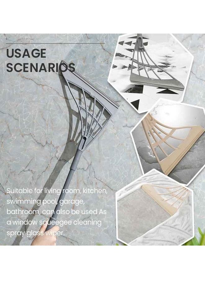 fashionhome - Squeeze Dual-Use Foldable Broom Floor Glass Wiper Mop Household Pet Hair Removal Brushes Clean Tool - Image 1