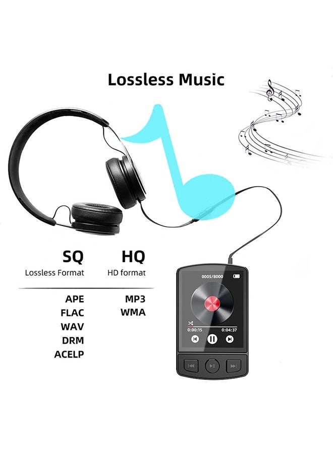 مشغل MP3 متعدد الوظائف مزود بتقنية البلوتوث 5.0 وراديو FM وسعة تخزين 32 جيجابايت وموسيقى بدون فقدان وعداد خطوات للرياضة والدراسة والاجتماعات - Image 2