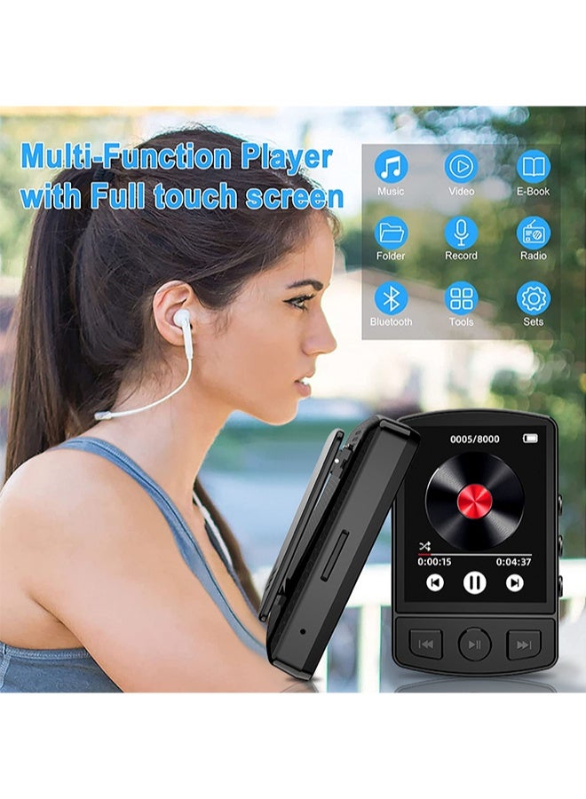 مشغل MP3 متعدد الوظائف مزود بتقنية البلوتوث 5.0 وراديو FM وسعة تخزين 32 جيجابايت وموسيقى بدون فقدان وعداد خطوات للرياضة والدراسة والاجتماعات - Image 3