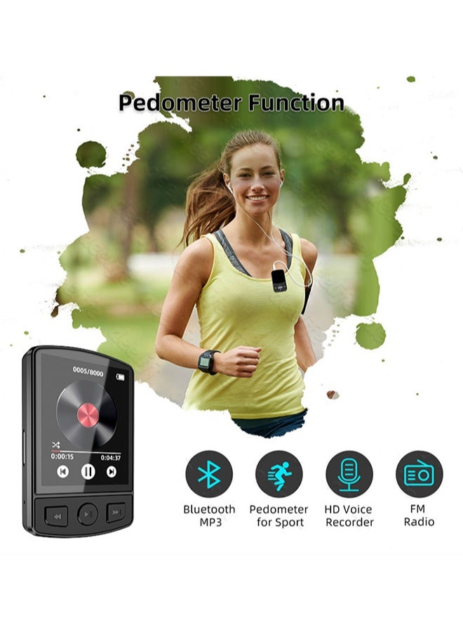 مشغل MP3 متعدد الوظائف مزود بتقنية البلوتوث 5.0 وراديو FM وسعة تخزين 32 جيجابايت وموسيقى بدون فقدان وعداد خطوات للرياضة والدراسة والاجتماعات - Image 4