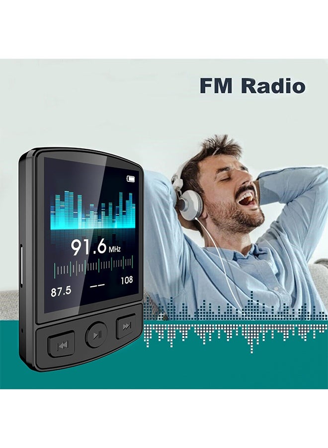 مشغل MP3 متعدد الوظائف مزود بتقنية البلوتوث 5.0 وراديو FM وسعة تخزين 32 جيجابايت وموسيقى بدون فقدان وعداد خطوات للرياضة والدراسة والاجتماعات - Image 5