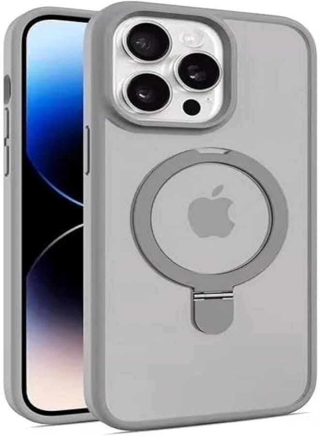 Next Next store Compatible with iPhone 15 Pro Max Magnetic Matte Case - Invisible Kickstand [Compatible with MagSafe] [14ft Drop Protection] Shockproof Anti-Yellow Slim Cover (Grey)