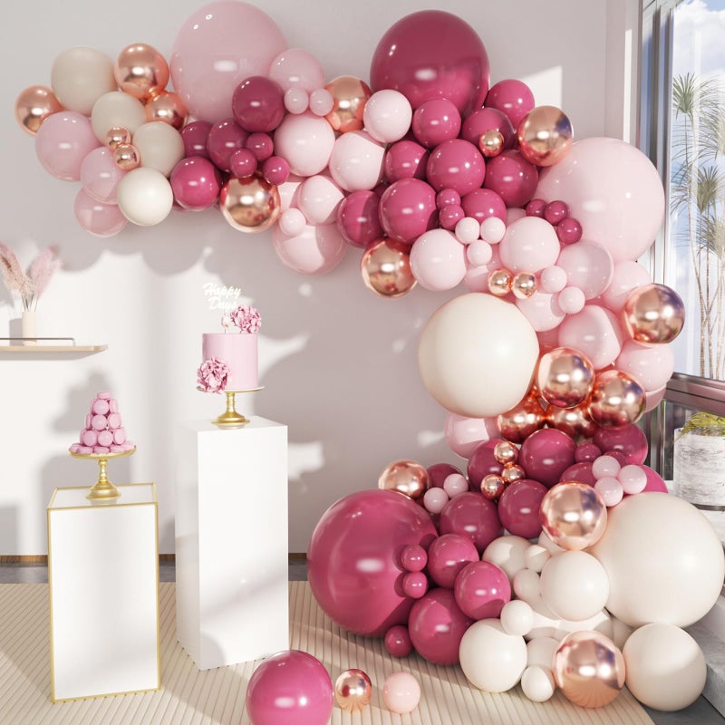 MEBAY Retro Rose Baby Pink Champagne White Sand Balloons Garland Arch Kit, 146Pcs Latex Balloons Different Sizes 18 12 10 5 Inch for Party Decorations, Wedding Backdrop, Birthday, Graduation - Image 1