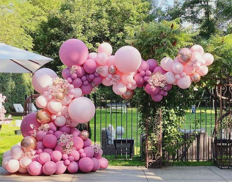 MEBAY Retro Rose Baby Pink Champagne White Sand Balloons Garland Arch Kit, 146Pcs Latex Balloons Different Sizes 18 12 10 5 Inch for Party Decorations, Wedding Backdrop, Birthday, Graduation - Image 5