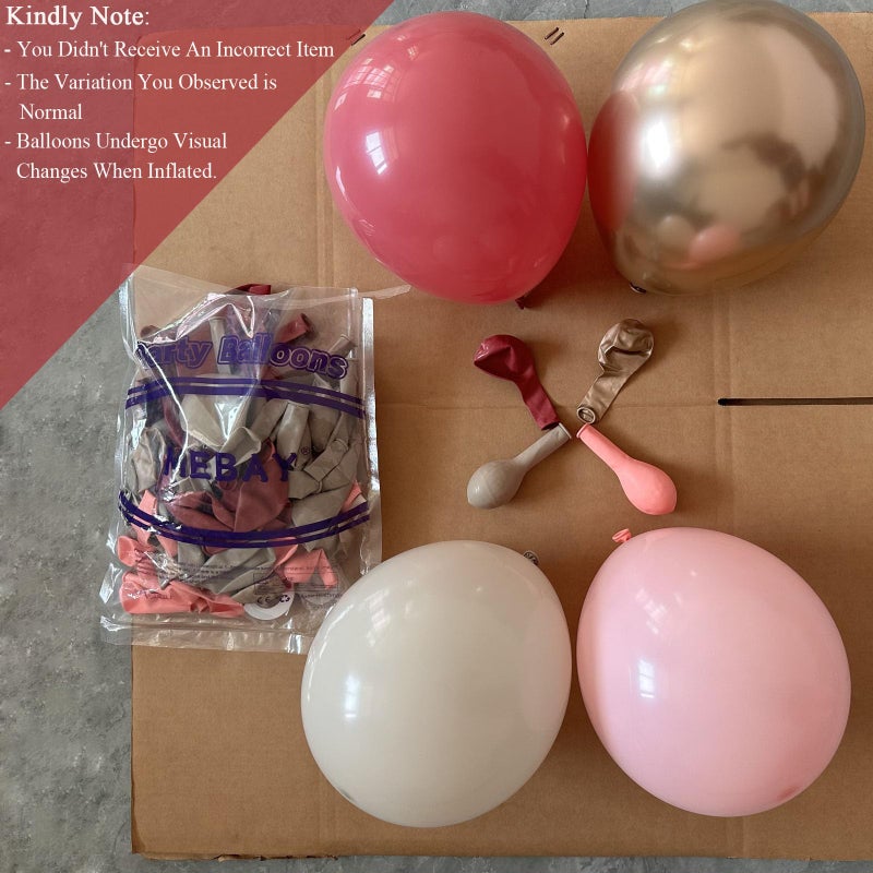 MEBAY Retro Rose Baby Pink Champagne White Sand Balloons Garland Arch Kit, 146Pcs Latex Balloons Different Sizes 18 12 10 5 Inch for Party Decorations, Wedding Backdrop, Birthday, Graduation - Image 3