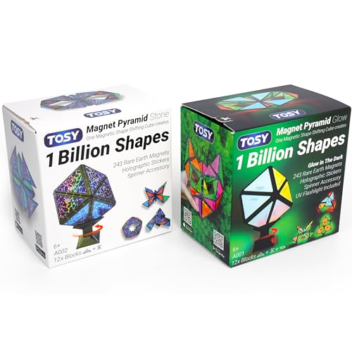 TOSY Magnet Pyramid 1 Fidget Cube Transforms into 1 Billion Shapes 243 Rare Earth Magnets Glowing Holographic Design Spinner Accessory Gift for Christmas Birthday Set of 1 Stone 1 Glow - Image 1