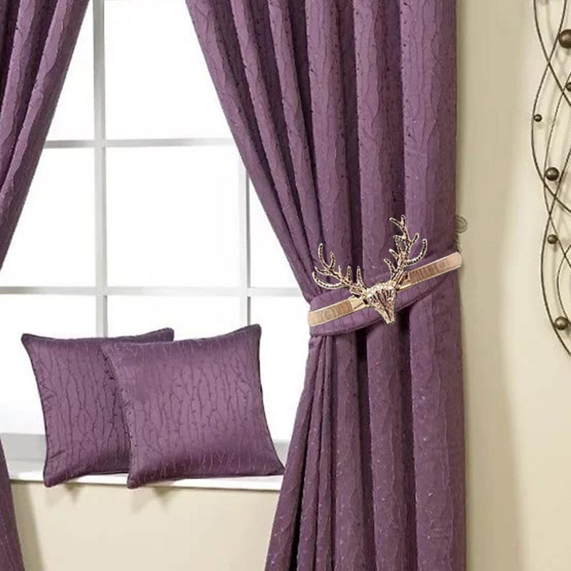 Spaceshoop Fresh Curtain Ties | Gold Silver Deer Leaf Shape Metal Buckle Tie Backs for Curtains,Simple Home Decorative Curtain Holder with Elastic Spring for Shop Room - Image 3