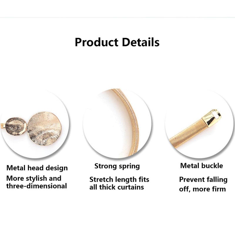 Spaceshoop Fresh Curtain Ties | Gold Silver Deer Leaf Shape Metal Buckle Tie Backs for Curtains,Simple Home Decorative Curtain Holder with Elastic Spring for Shop Room - Image 5