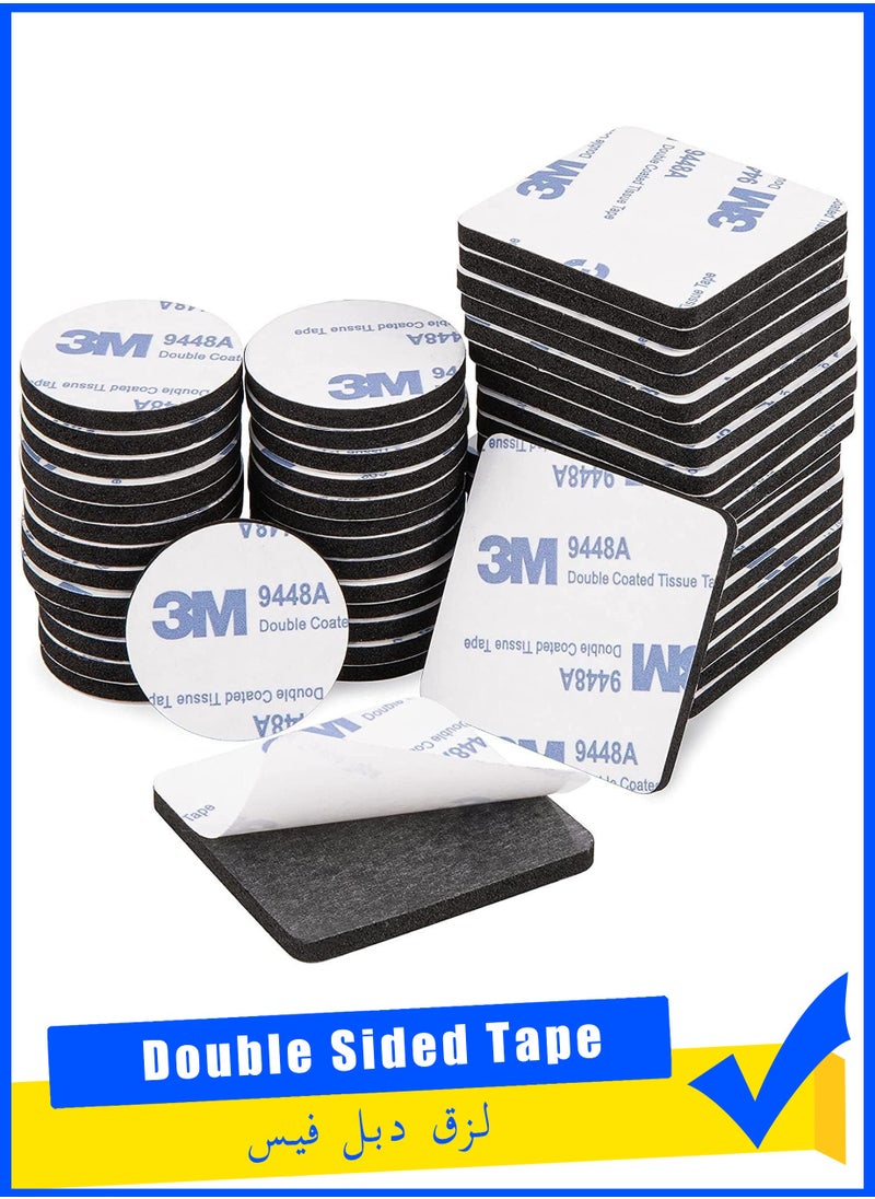 3M 100 Pcs Double Sided Tape Strong Heavy Duty Waterproof Tape Adhesive Foam Pad Tape for Holding Picture, Walls Picture, Light, Hooks, Home, Office, Square & Round, 40×40mm  - Image 1