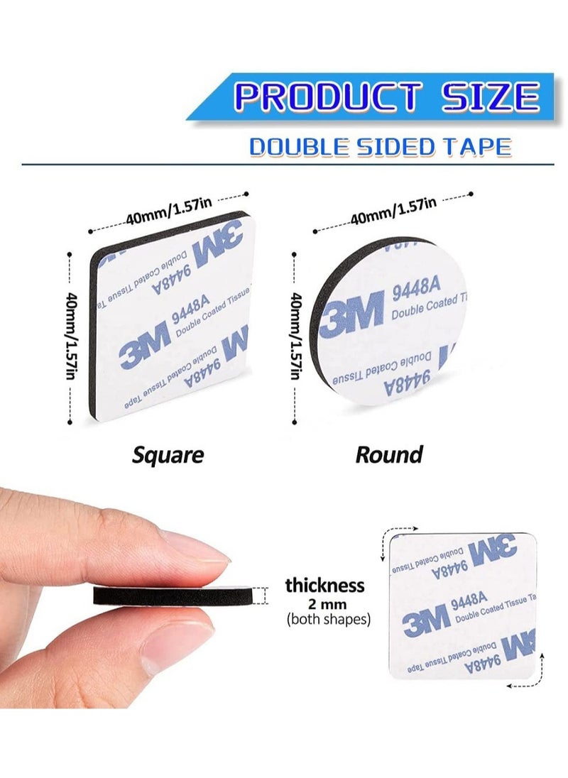 3M 100 Pcs Double Sided Tape Strong Heavy Duty Waterproof Tape Adhesive Foam Pad Tape for Holding Picture, Walls Picture, Light, Hooks, Home, Office, Square & Round, 40×40mm  - Image 2