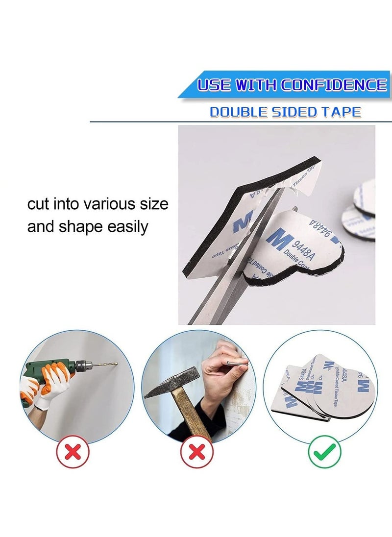 3M 100 Pcs Double Sided Tape Strong Heavy Duty Waterproof Tape Adhesive Foam Pad Tape for Holding Picture, Walls Picture, Light, Hooks, Home, Office, Square & Round, 40×40mm  - Image 5