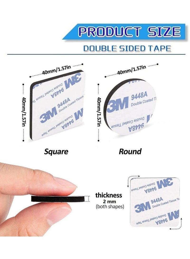 3M 100 Pieces Double Sided Tape, Strong Heavy Duty Waterproof Double Tape Adhesive Foam Pad Tape Double Sided Foam Tape for Holding Picture, Walls Picture, Light, Hooks, Lamps, Home, Office, Square & Round, 40×40mm - Image 3