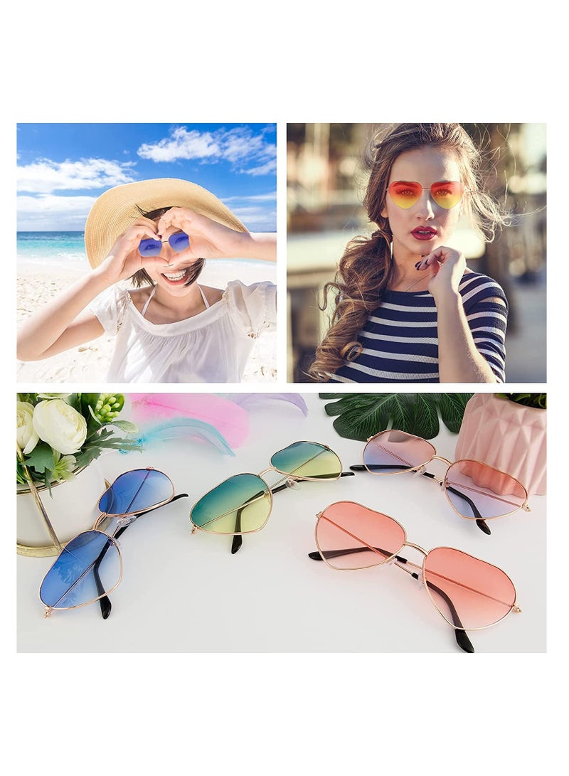 SOLARAE Sunglasses Heart Shaped Love Rimless, Candy Color Retro Clear Lens Hippy Vintage Sunglasses Eyewear for Fancy Dress Accessory, Party Cosplay 6 PCS - Image 2