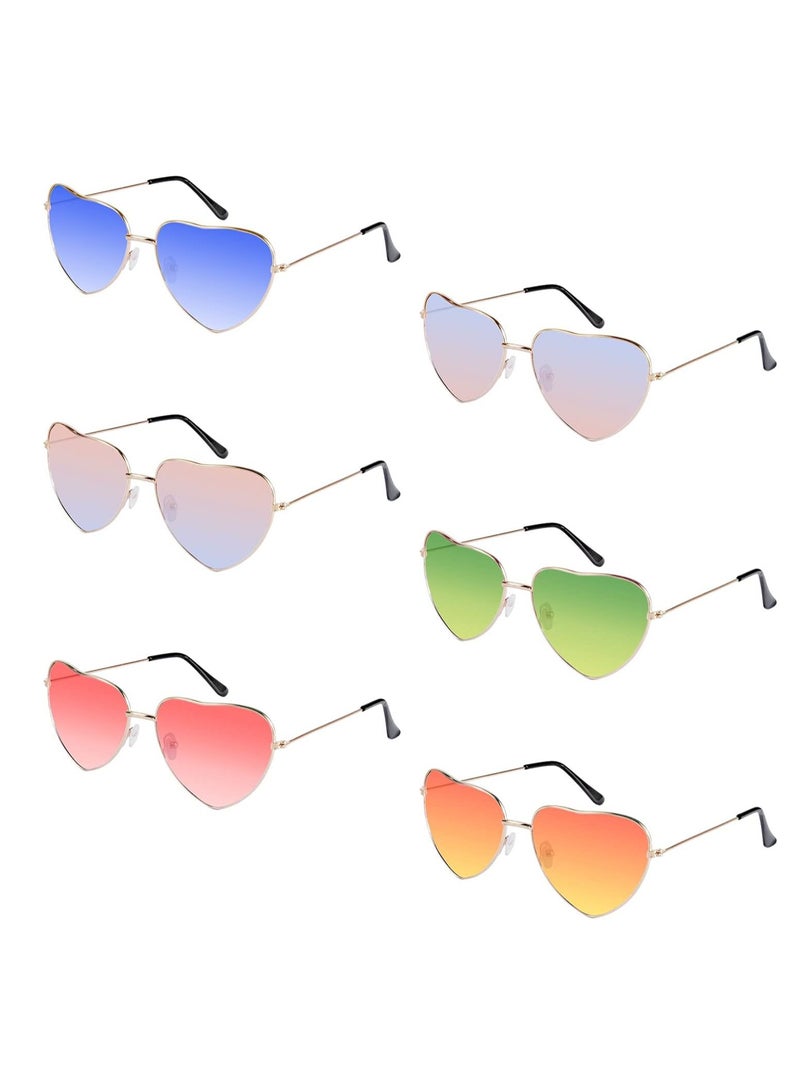 SOLARAE Sunglasses Heart Shaped Love Rimless, Candy Color Retro Clear Lens Hippy Vintage Sunglasses Eyewear for Fancy Dress Accessory, Party Cosplay 6 PCS - Image 1