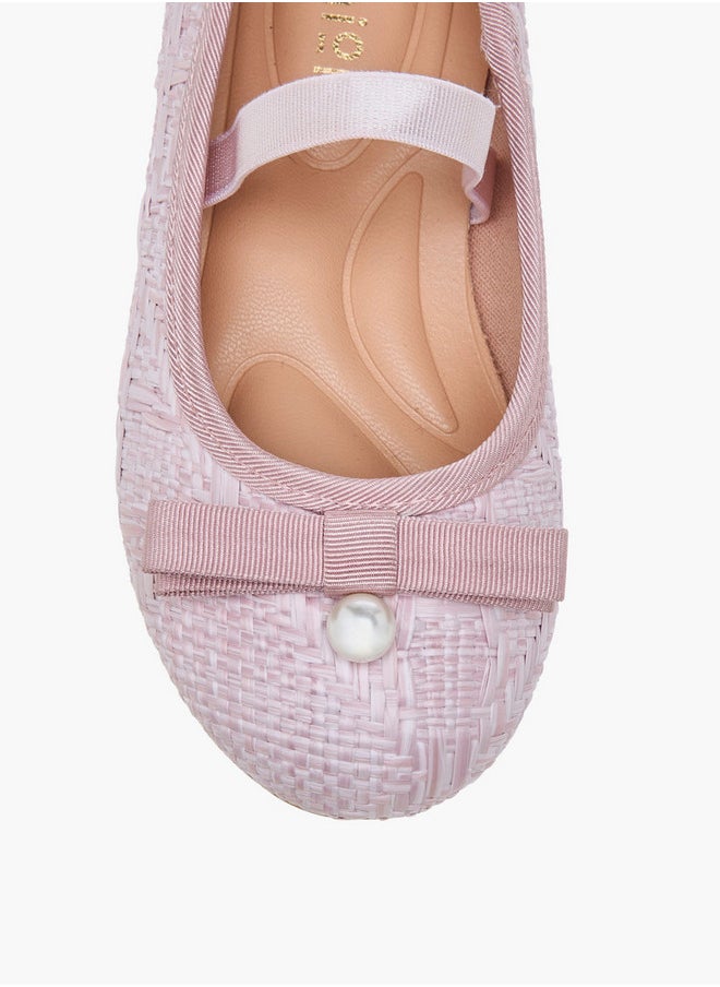 JUNIORS Bow Accent Ballerina Shoes with Elasticated Strap  - Image 4