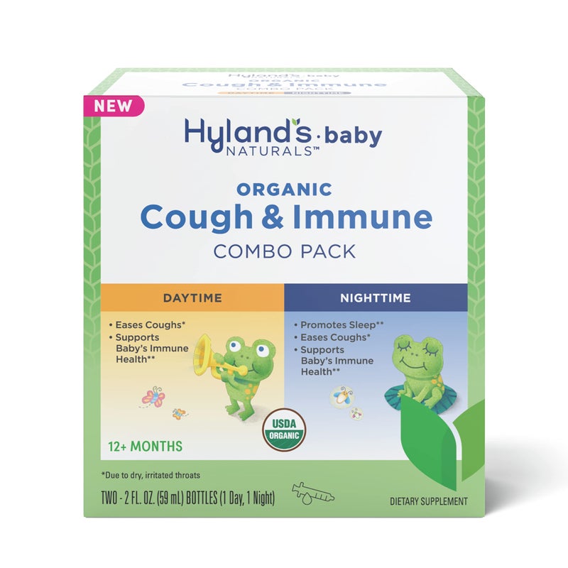 Hyland's Baby Organic Cough Syrup and Immune Support Day and Night Combo Pack, Eases Coughs, Supports Immunity, Promotes Sleep, Two 2 Fl Oz. Bottles (4 fl oz) - Image 1