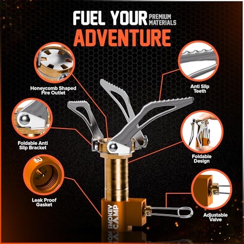 Smokey Camp Mini 3000W Camping Stove, Ultralight Backpacking Camp Stove with a Carrying Case and an Additional Adapter, Compatable with Isobutane and Propane Tanks, Portable and Collapsible - Image 3