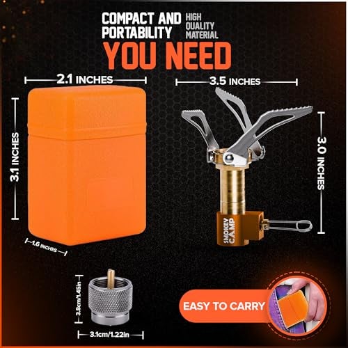 Smokey Camp Mini 3000W Camping Stove, Ultralight Backpacking Camp Stove with a Carrying Case and an Additional Adapter, Compatable with Isobutane and Propane Tanks, Portable and Collapsible - Image 2
