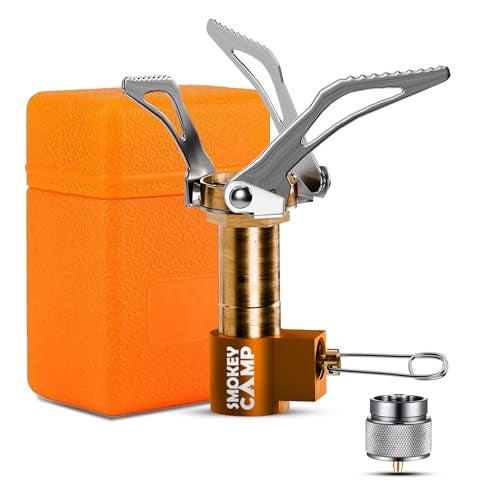Smokey Camp Mini 3000W Camping Stove, Ultralight Backpacking Camp Stove with a Carrying Case and an Additional Adapter, Compatable with Isobutane and Propane Tanks, Portable and Collapsible - Image 1