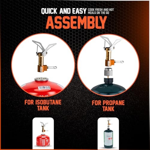 Smokey Camp Mini 3000W Camping Stove, Ultralight Backpacking Camp Stove with a Carrying Case and an Additional Adapter, Compatable with Isobutane and Propane Tanks, Portable and Collapsible - Image 4