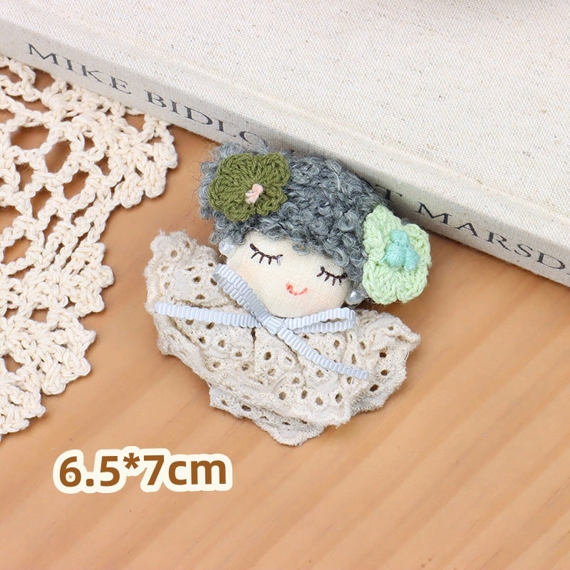 New Forest Girl Avatar Brooch Accessories Fabric Knitted Flowers Cartoon Girl Doll Accessories Clothing Accessories - Image 1