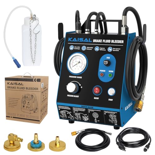 KAISAL Brake Bleeder Kit Automatic 7~36PSI Electric Brake Fluid Bleeder 1.6L/min Flow Airless Vacuum Filling, Adjustable Brake Pressure Bleeder Pump with 3 Master Cylinder Adapter, Fluid Shortage Protection - Image 1