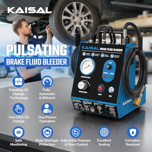 KAISAL Brake Bleeder Kit Automatic 7~36PSI Electric Brake Fluid Bleeder 1.6L/min Flow Airless Vacuum Filling, Adjustable Brake Pressure Bleeder Pump with 3 Master Cylinder Adapter, Fluid Shortage Protection - Image 2
