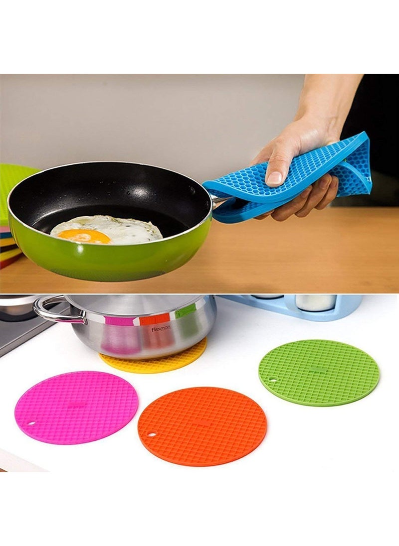 Pamidhar Pamidhar Round Silicone Hot Pot Holder Mat Heat Resistant AntiSlip Pads for Kitchen Dining Table Mat and Coasters Multicolor  - Image 2