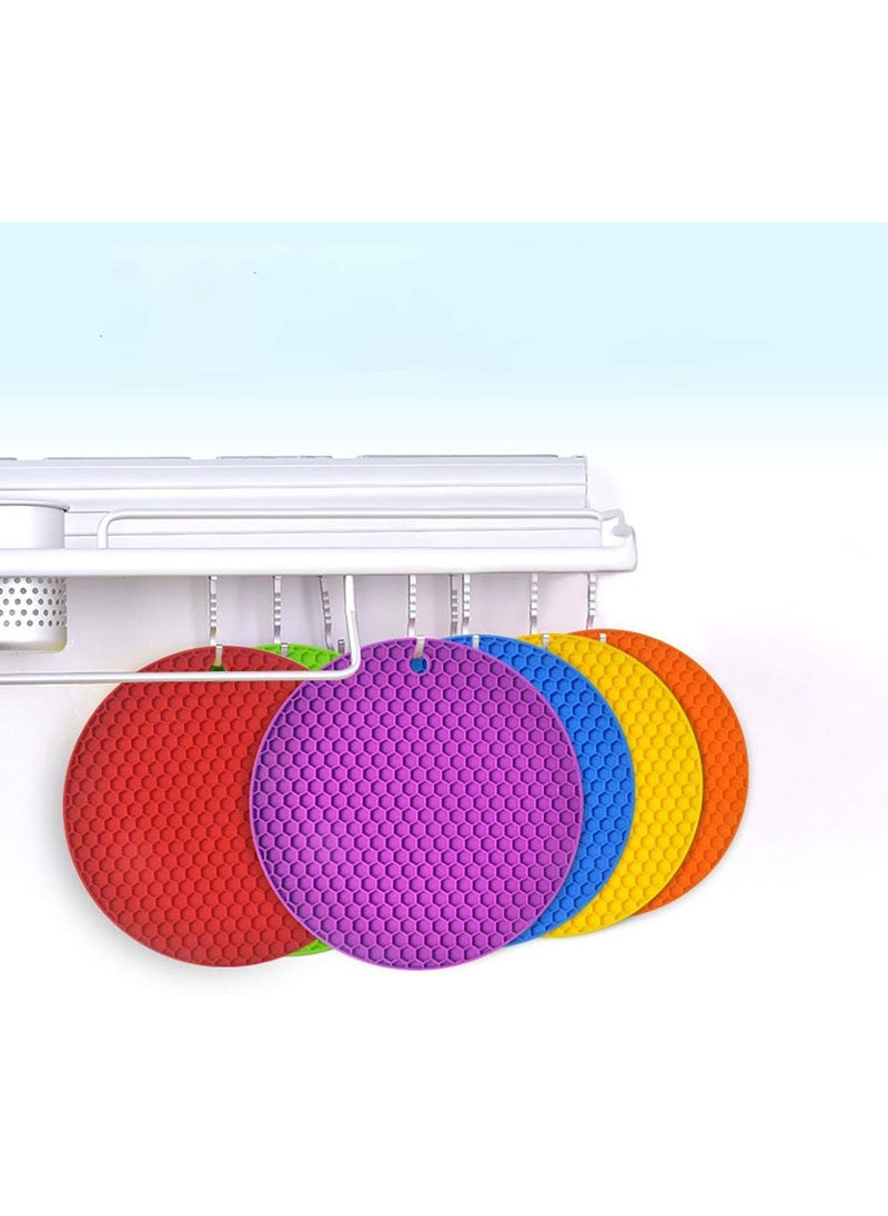 Pamidhar Pamidhar Round Silicone Hot Pot Holder Mat Heat Resistant AntiSlip Pads for Kitchen Dining Table Mat and Coasters Multicolor  - Image 3
