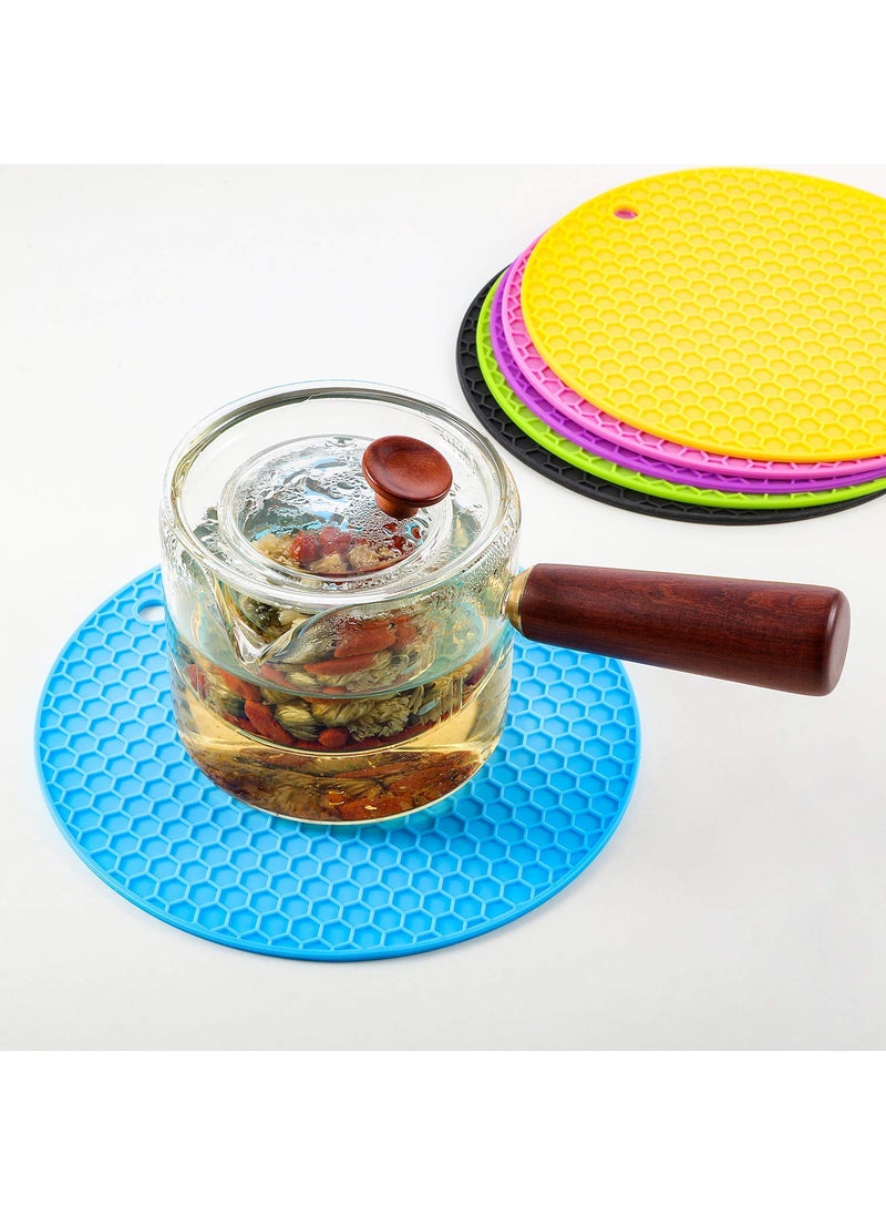 Pamidhar Pamidhar Round Silicone Hot Pot Holder Mat Heat Resistant AntiSlip Pads for Kitchen Dining Table Mat and Coasters Multicolor  - Image 4
