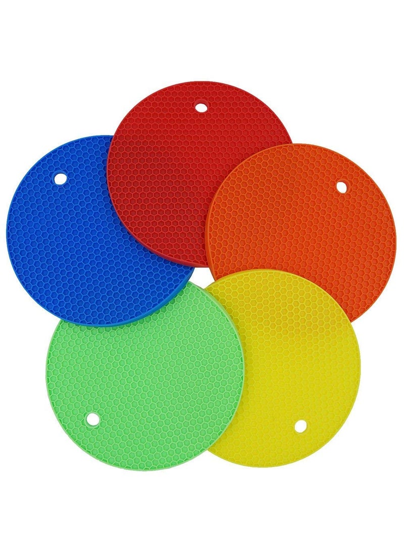 Pamidhar Pamidhar Round Silicone Hot Pot Holder Mat Heat Resistant AntiSlip Pads for Kitchen Dining Table Mat and Coasters Multicolor  - Image 1
