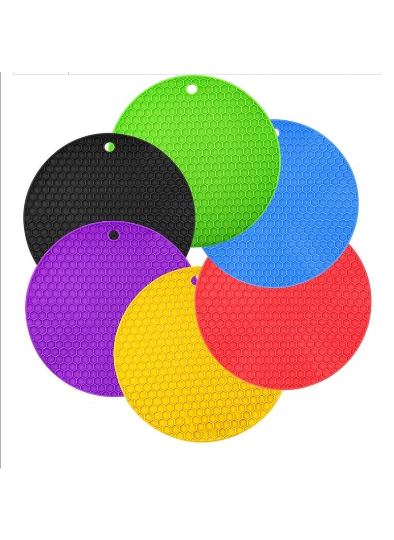 Pamidhar Pamidhar Round Silicone Hot Pot Holder Mat Heat Resistant AntiSlip Pads for Kitchen Dining Table Mat and Coasters Multicolor  - Image 5