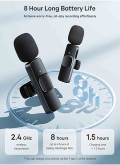 Generic 3 in 1 Wireless Lavalier Microphones for iPhone, iPad, Android, Camera, USB-C Microphone, 7-Hour Battery, Mini Microphone with Noise Reduction for Video Recording, Vlog, YouTube, TikTok  - Image 2