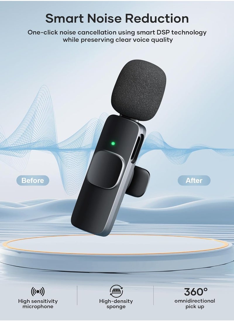 Generic - 3 in 1 Wireless Lavalier Microphones for iPhone, iPad, Android, Camera, USB-C Microphone, 7-Hour Battery, Mini Microphone with Noise Reduction for Video Recording, Vlog, YouTube, TikTok - Image 1