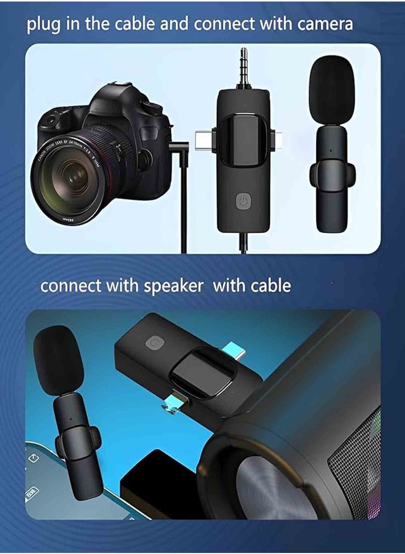 Generic - 3 in 1 Wireless Lavalier Microphones for iPhone, iPad, Android, Camera, USB-C Microphone, 7-Hour Battery, Mini Microphone with Noise Reduction for Video Recording, Vlog, YouTube, TikTok - Image 1