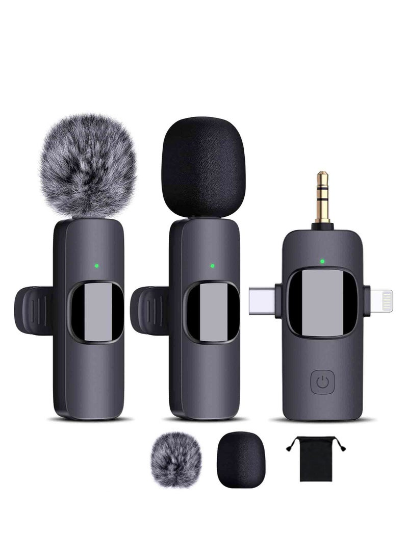 Generic - 3 in 1 Wireless Lavalier Microphones for iPhone, iPad, Android, Camera, USB-C Microphone, 7-Hour Battery, Mini Microphone with Noise Reduction for Video Recording, Vlog, YouTube, TikTok - Image 1