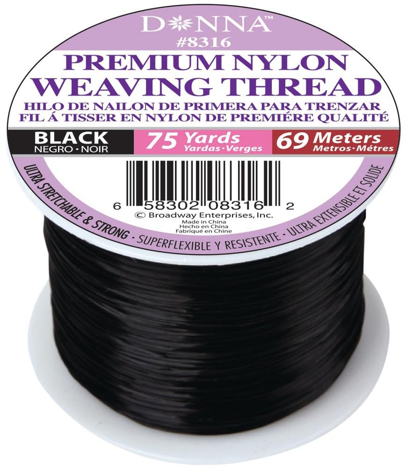Donna Nylon Weaving Thread 1PC 75YD 69M Black Color for Sewing Kit Black Wig Crochet Thread