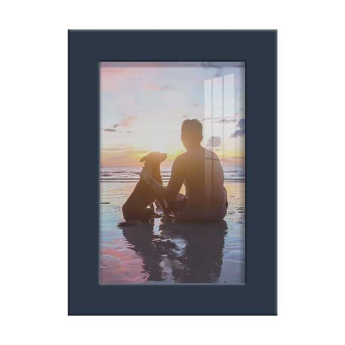 4X6 INCH PICTURE FRAME HIGHEND MODERN STYLE MADE OF SOLID WOOD AND HIGH DEFINITION GLASS READY FOR WALL AND TABLETOP PHOTO DISPLAY NAVY FRAME