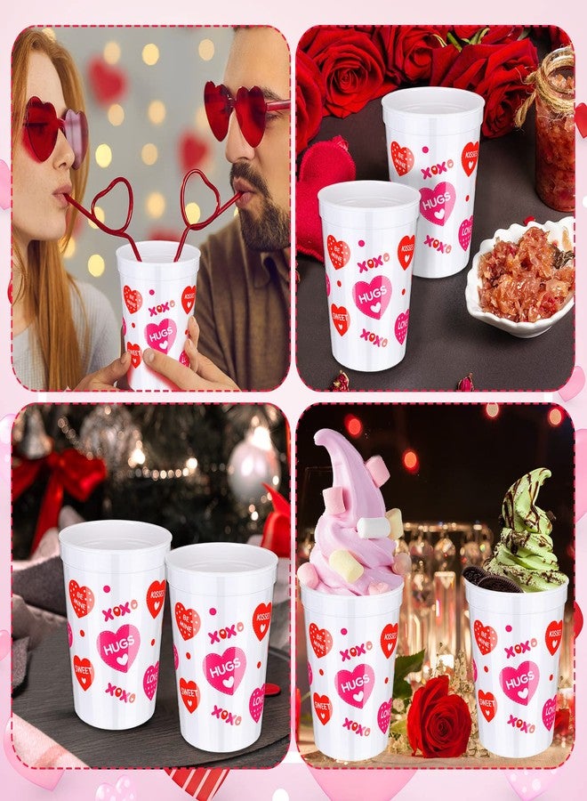 Meanplan 24 Pcs Valentine Plastic Cups, Reusable 16oz Heart Tumblers Galentines Day Cups for Kids Adults, Red Pink Valentine's Day Party Supplies for Anniversary Decoration - Image 5