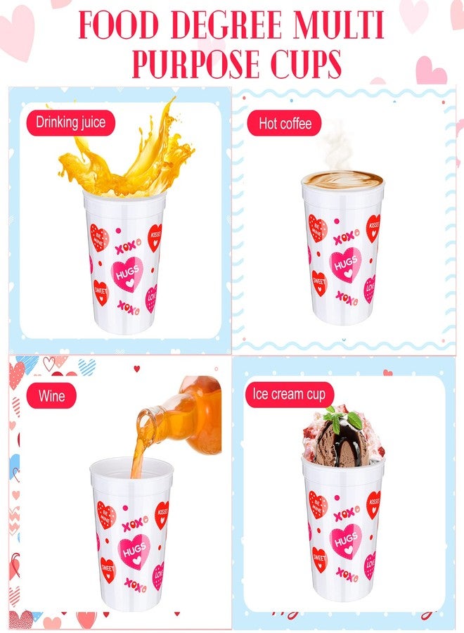 Meanplan 24 Pcs Valentine Plastic Cups, Reusable 16oz Heart Tumblers Galentines Day Cups for Kids Adults, Red Pink Valentine's Day Party Supplies for Anniversary Decoration - Image 3