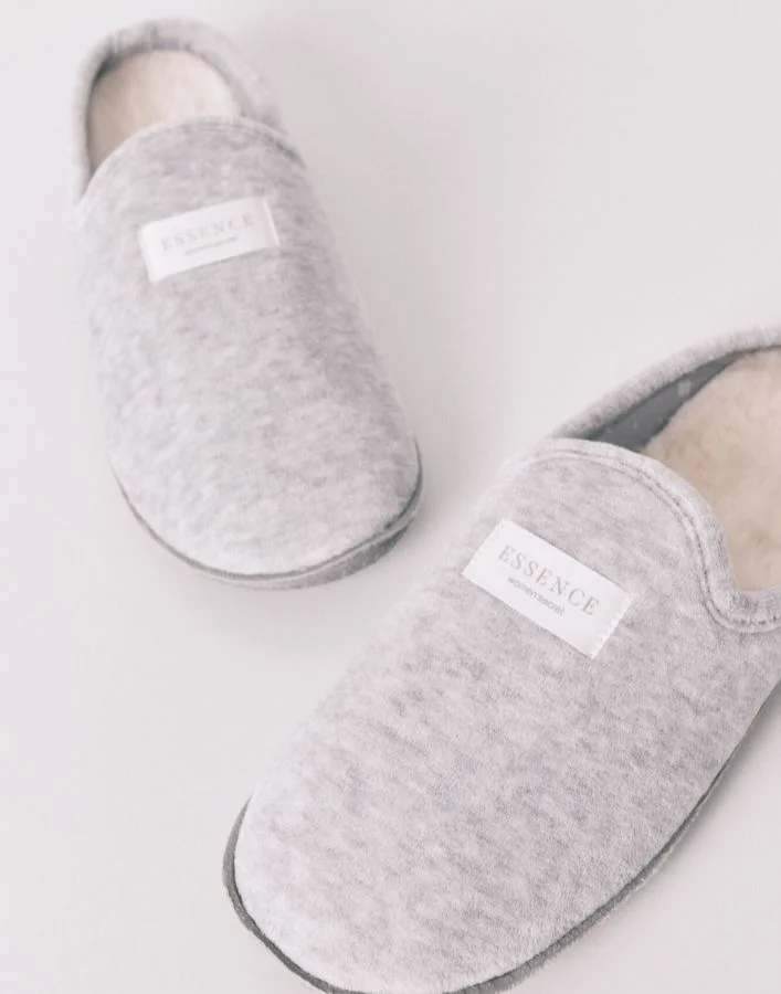 women'secret Grey Velour Slippers
