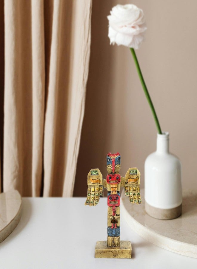 TRANSGOOD Indigenous Totem Pole Resin Indian Figurines Mini 4.5" H Alaska Totem Pole Aboriginal Style Decor - Image 4