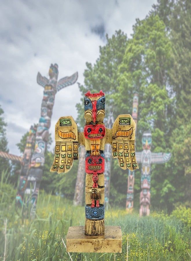 TRANSGOOD Indigenous Totem Pole Resin Indian Figurines Mini 4.5" H Alaska Totem Pole Aboriginal Style Decor - Image 3