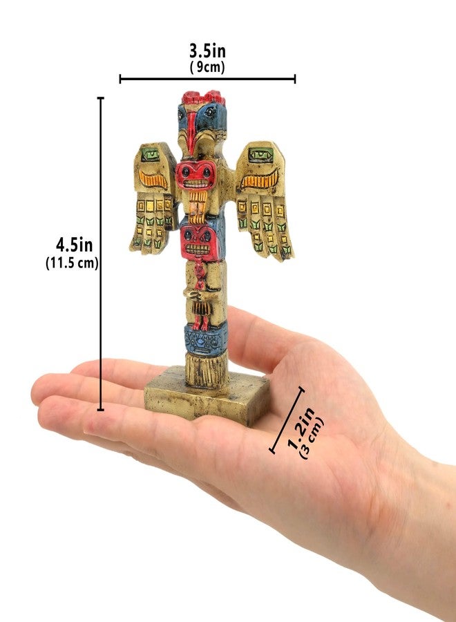 TRANSGOOD Indigenous Totem Pole Resin Indian Figurines Mini 4.5" H Alaska Totem Pole Aboriginal Style Decor - Image 5
