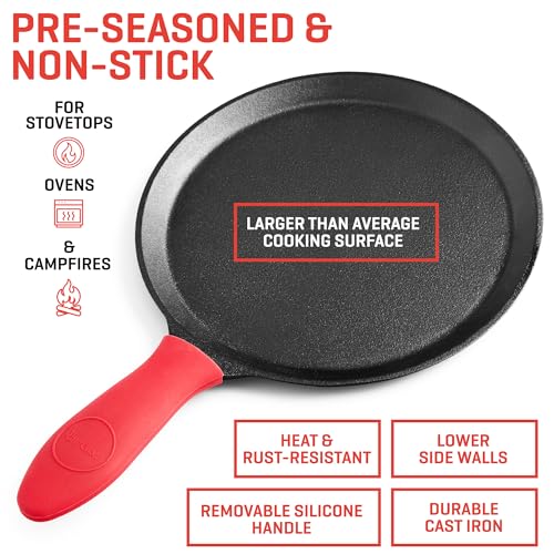 Uno Casa 10 Inch Cast Iron Tortilla Press & Comal Pan Bundle - Non-Stick, Heat-Resistant, Family Size, Gas Stovetop Compatible - Image 3